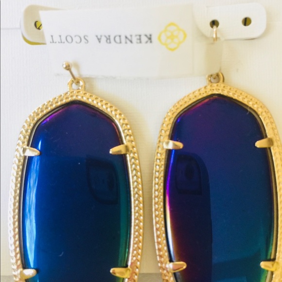 NWT Kendra Scott Danielle Earrings Black Iridescen - Picture 5 of 8
